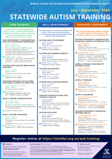 Printable Jul-Dec 2024 Autism Training Calendar Mindful