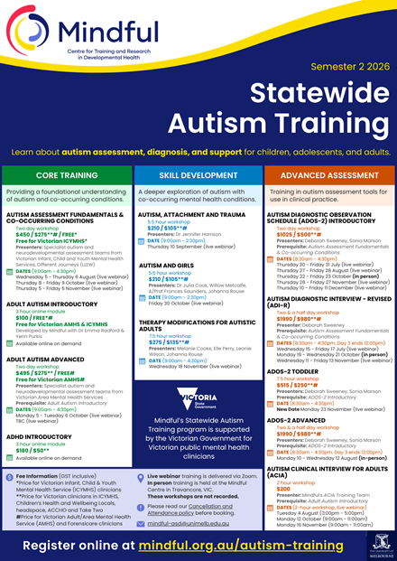Printable Semester 2 2026 Autism Training Calendar Mindful